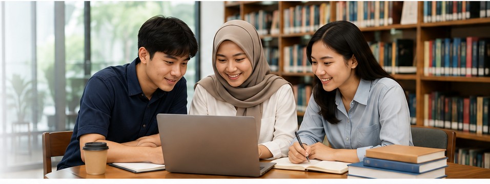 Mahasiswa Indonesia belajar bersama